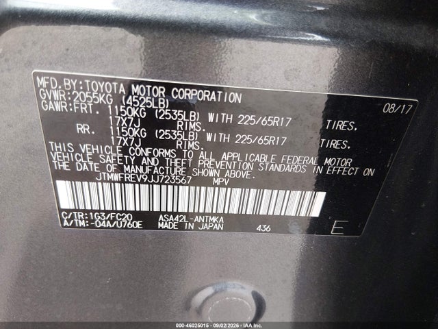 Toyota Rav4 Xle 2018 JTMWFREV9JJ723567 Image 9