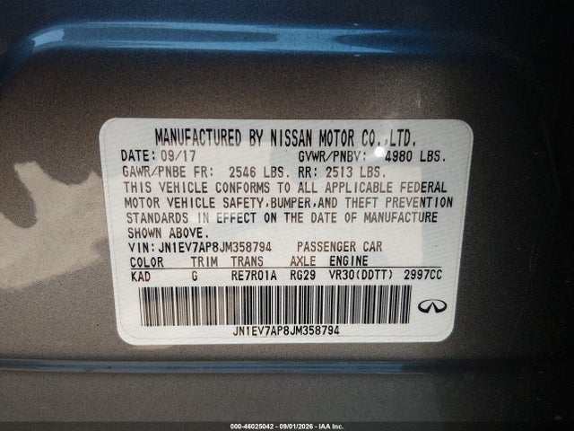 JN1EV7AP8JM358794 Infiniti Q50 3.0t Luxe