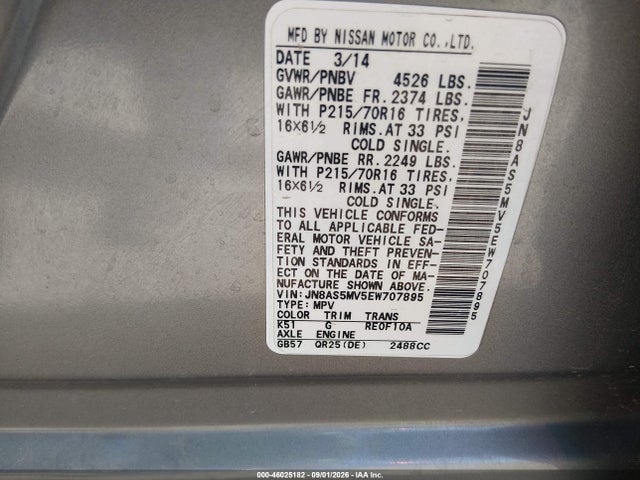 Nissan Rogue Select S 2014 JN8AS5MV5EW707895 Image 9