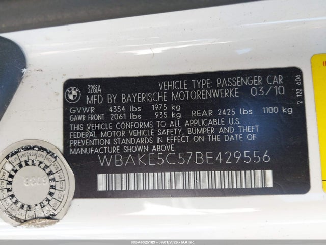 Продажа на аукционе авто 2011 Bmw 328i, vin: WBAKE5C57BE429556, номер лота: 46025189