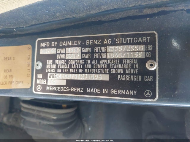 Продаж на аукціоні авто 1986 Mercedes-benz 420 Sel, vin: WDBCA35D9GA231098, номер лоту: 46025281