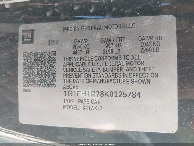 Aukcja sprzedaży 2019 Chevrolet Camaro 2ss, vin: 1G1FH1R78K0125784, numer aukcji: 46025291