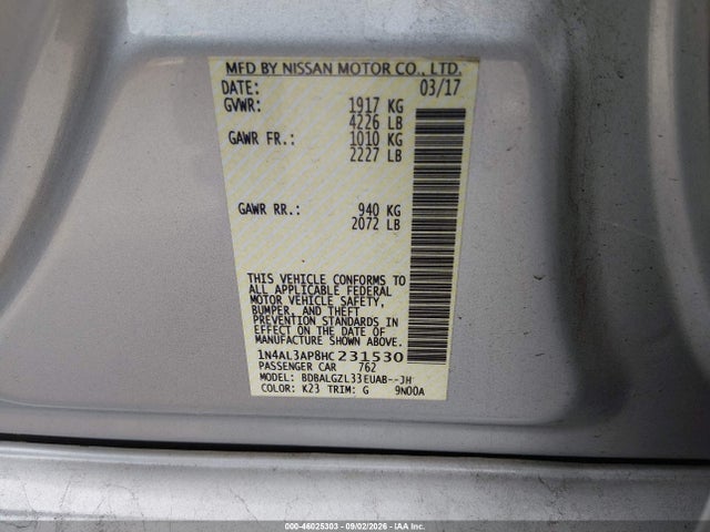 1N4AL3AP8HC231530 Nissan Altima 2.5 S
