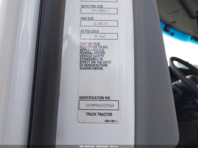 46025336 :رقم المزاد ، 1XKYDP9X6KJ239618 vin ، 2019 Kenworth T680 مزاد بيع