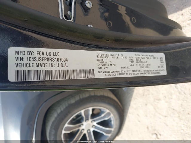 Aukcja sprzedaży 2024 Jeep Grand Wagoneer L 4x4, vin: 1C4SJSEP8RS107094, numer aukcji: 46025425