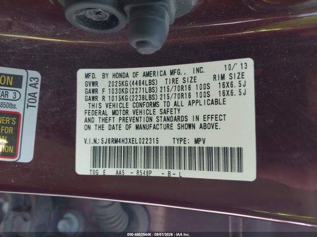 Aukcja sprzedaży 2014 Honda Cr-v Lx, vin: 5J6RM4H3XEL022315, numer aukcji: 46025446