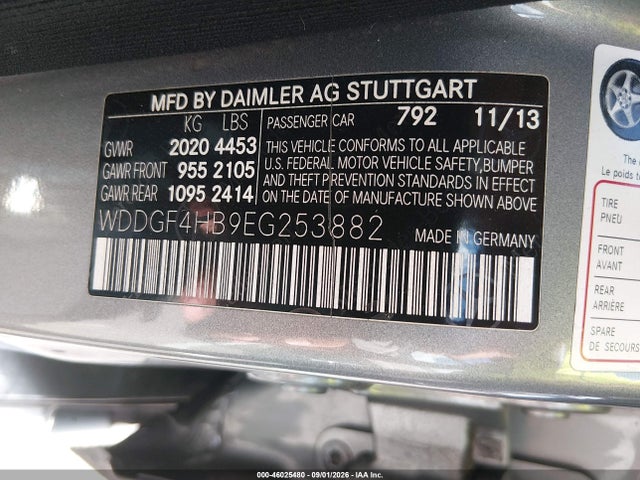 46025480 :رقم المزاد ، WDDGF4HB9EG253882 vin ، 2014 Mercedes-benz C 250 Sport مزاد بيع