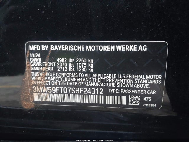 BMW M340I 2025 3MW59FT07S8F24312 Image 9