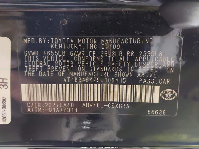 46025493 :رقم المزاد ، 4T1BB46K79U109415 vin ، 2009 Toyota Camry Hybrid مزاد بيع