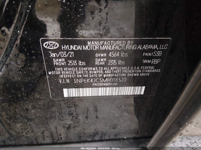 Продажа на аукционе авто 2021 Hyundai Sonata N Line, vin: 5NPEK4JC5MH106520, номер лота: 46025494