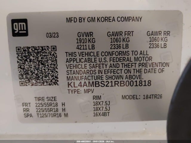 46025551 :رقم المزاد ، KL4AMBS21RB001818 vin ، 2024 Buick Encore Gx Preferred Fwd مزاد بيع