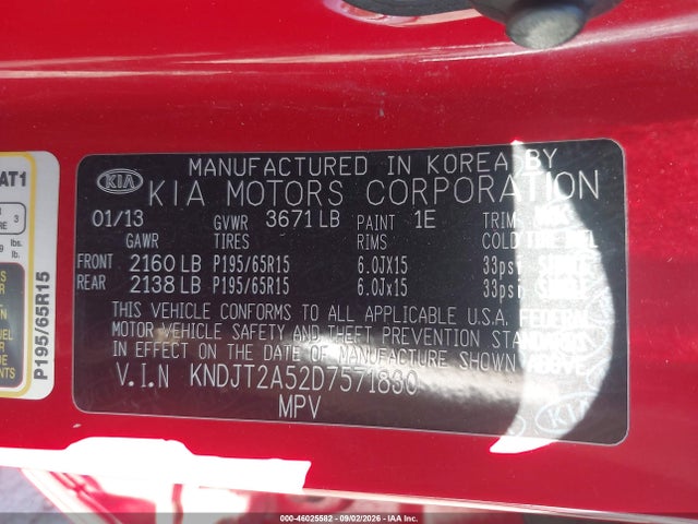 Aukcja sprzedaży 2013 Kia Soul, vin: KNDJT2A52D7571830, numer aukcji: 46025582