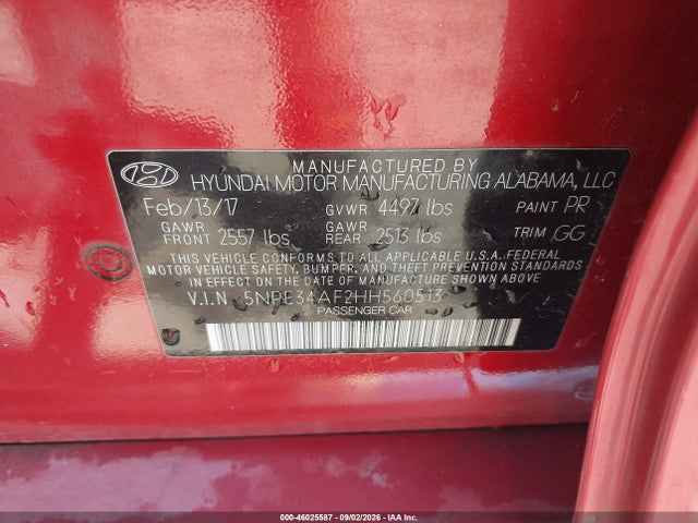 Hyundai Sonata Sport 2017 5NPE34AF2HH560513 Image 9