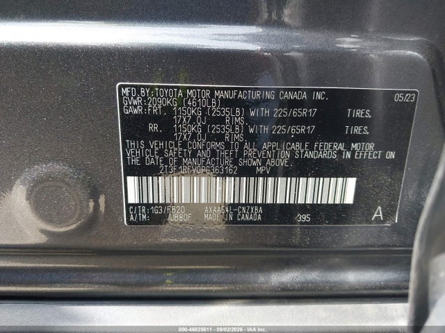 46025611 :رقم المزاد ، 2T3F1RFV0PC363162 vin ، 2023 Toyota Rav4 Le مزاد بيع