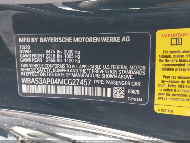 BMW 430I 2021 WBA53AP04MCG27457 Image 9