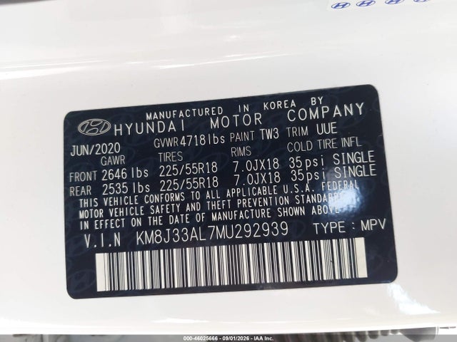 Hyundai TUCSON SEL 2021 KM8J33AL7MU292939 Image 9