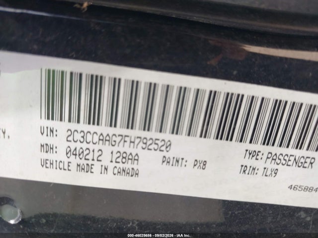 2015 Chrysler 300 Limited მანქანა იყიდება აუქციონზე, vin: 2C3CCAAG7FH792520, აუქციონის ნომერი: 46025686