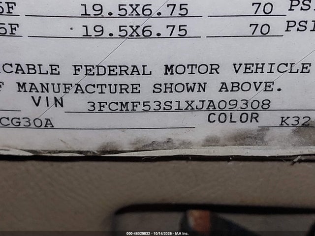 Продажа на аукционе авто 1999 Ford F550 Super Duty Stripped Chass, vin: 3FCMF53S1XJA09308, номер лота: 46025832