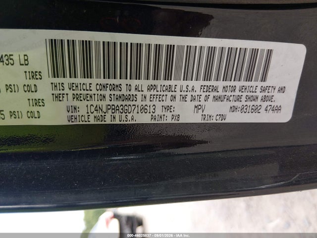 Продажа на аукционе авто 2016 Jeep Patriot Sport, vin: 1C4NJPBA3GD710613, номер лота: 46025837