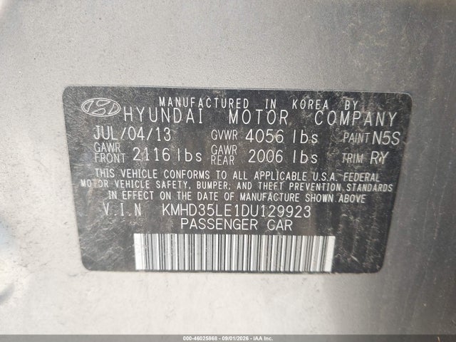 Aukcja sprzedaży 2013 Hyundai Elantra Gt, vin: KMHD35LE1DU129923, numer aukcji: 46025868
