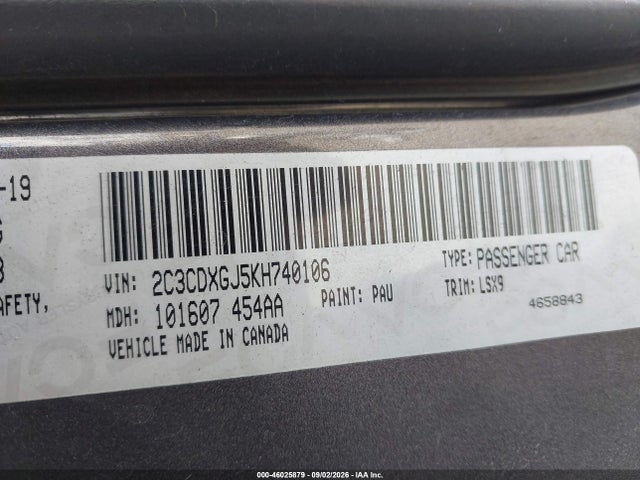 Продаж на аукціоні авто 2019 Dodge Charger Scat Pack Rwd, vin: 2C3CDXGJ5KH740106, номер лоту: 46025879