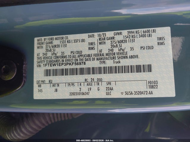 Продаж на аукціоні авто 2023 Ford F-150 Xl, vin: 1FTEW1EP3PKF56978, номер лоту: 46025893
