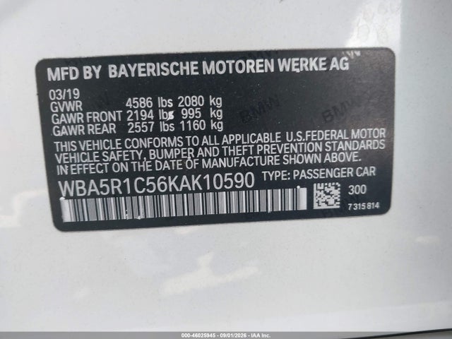 WBA5R1C56KAK10590 BMW 330I