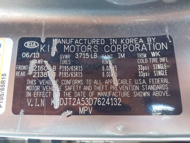 Продаж на аукціоні авто 2013 Kia Soul, vin: KNDJT2A53D7624132, номер лоту: 46025947