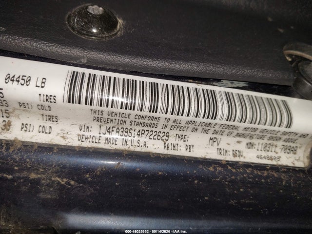 46025952 :رقم المزاد ، 1J4FA39S14P722629 vin ، 2004 Jeep Wrangler X مزاد بيع