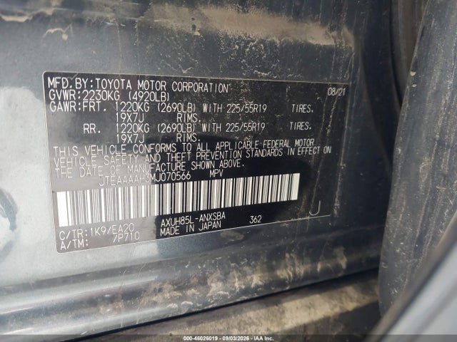 Toyota Venza Limited 2021 JTEAAAAH3MJ070566 Image 9