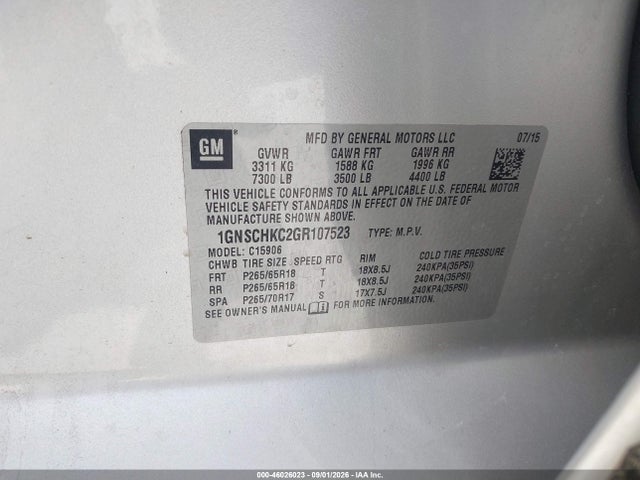 1GNSCHKC2GR107523 Chevrolet Suburban Lt