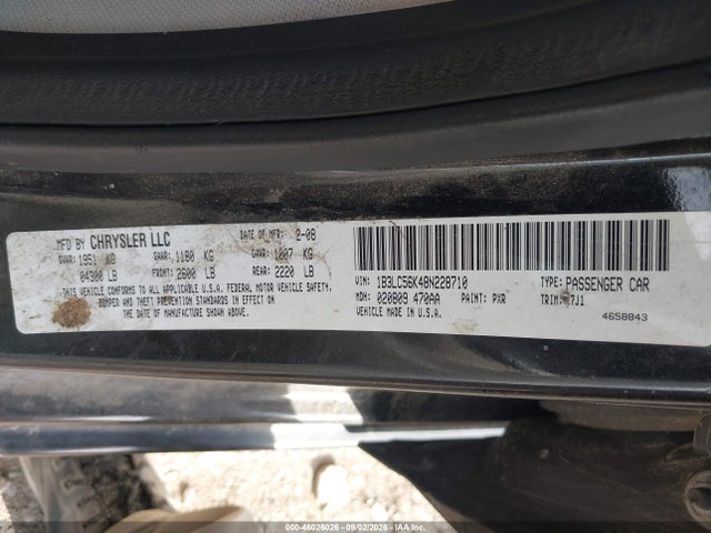 46026026 :رقم المزاد ، 1B3LC56K48N228710 vin ، 2008 Dodge Avenger Sxt مزاد بيع