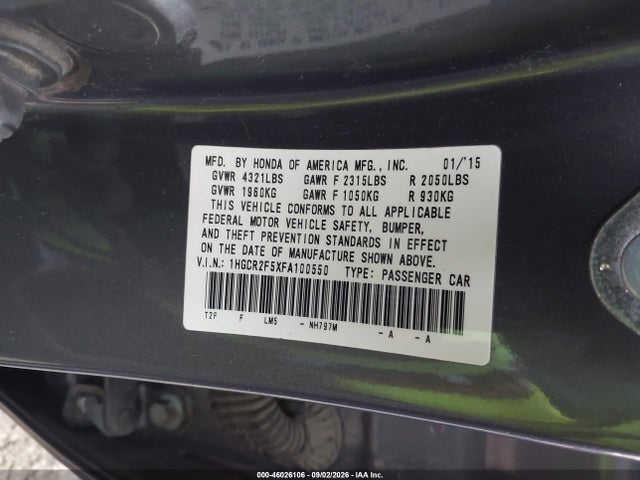 1HGCR2F5XFA100550 Honda Accord Sport