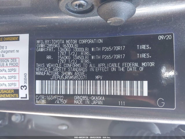 Продаж на аукціоні авто 2021 Toyota 4runner Trd Off Road, vin: JTEPU5JR5M5852071, номер лоту: 46026126