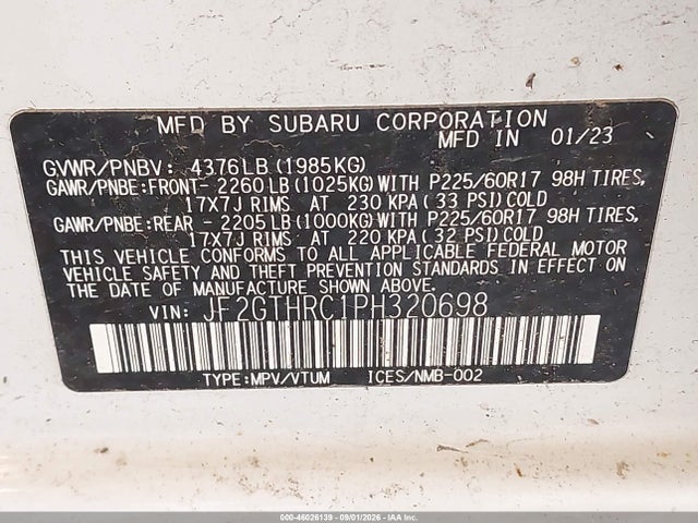 JF2GTHRC1PH320698 Subaru Crosstrek Sport
