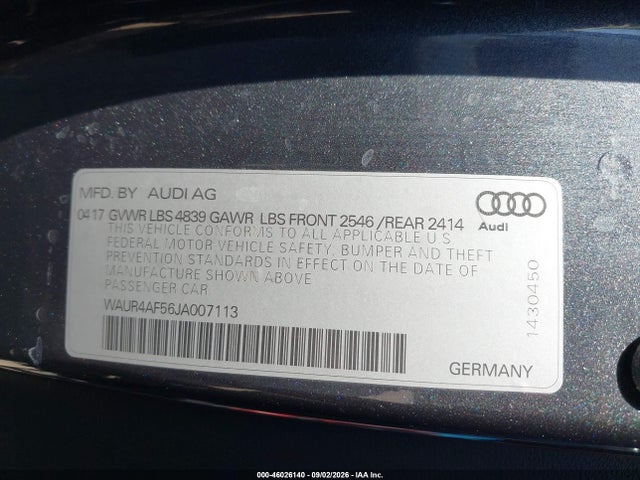 46026140 :رقم المزاد ، WAUR4AF56JA007113 vin ، 2018 Audi S5 3.0t Premium Plus مزاد بيع