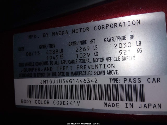 JM1GJ1U54G1446342 Mazda Mazda6 I Sport