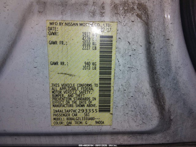 Nissan Altima 2.5 S 2017 1N4AL3AP7HC293355 Image 9