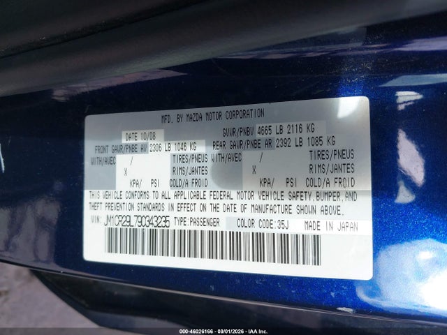Aukcja sprzedaży 2009 Mazda Mazda5 Grand Touring, vin: JM1CR29L790343235, numer aukcji: 46026166