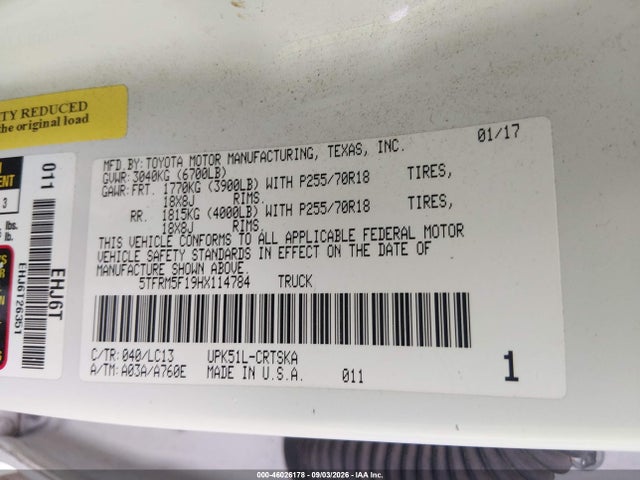 5TFRM5F19HX114784 Toyota Tundra Sr 4.6l V8