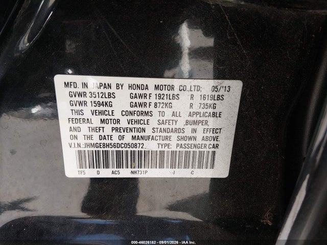 Продажа на аукционе авто 2013 Honda Fit Sport, vin: JHMGE8H56DC050872, номер лота: 46026182