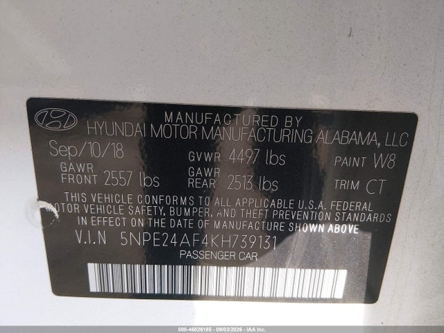 Hyundai SONATA SE 2019 5NPE24AF4KH739131 Image 9