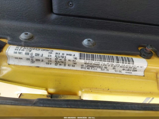 Aukcja sprzedaży 2000 Jeep Wrangler / Tj Sport, vin: 1J4FA49S9YP737813, numer aukcji: 46026263