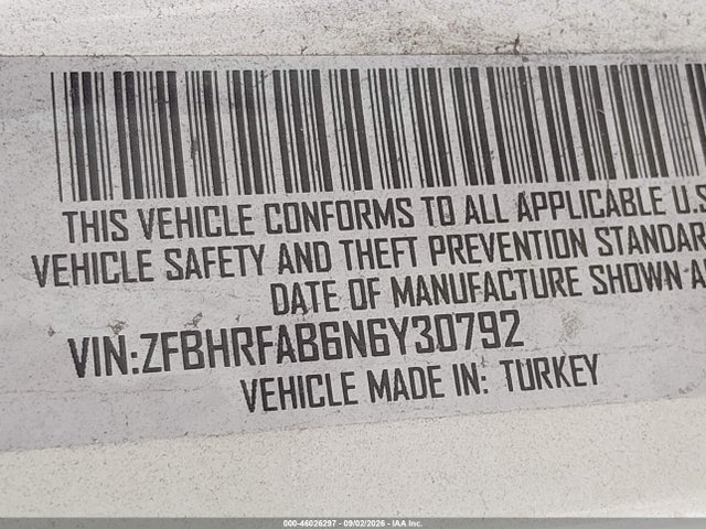 2022 Ram Promaster City Cargo Van მანქანა იყიდება აუქციონზე, vin: ZFBHRFAB6N6Y30792, აუქციონის ნომერი: 46026297