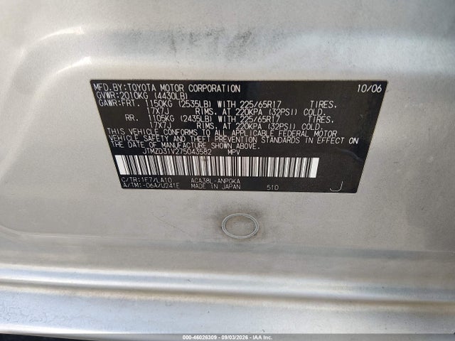 Продажа на аукционе авто 2007 Toyota Rav4 Limited, vin: JTMZD31V275043582, номер лота: 46026309