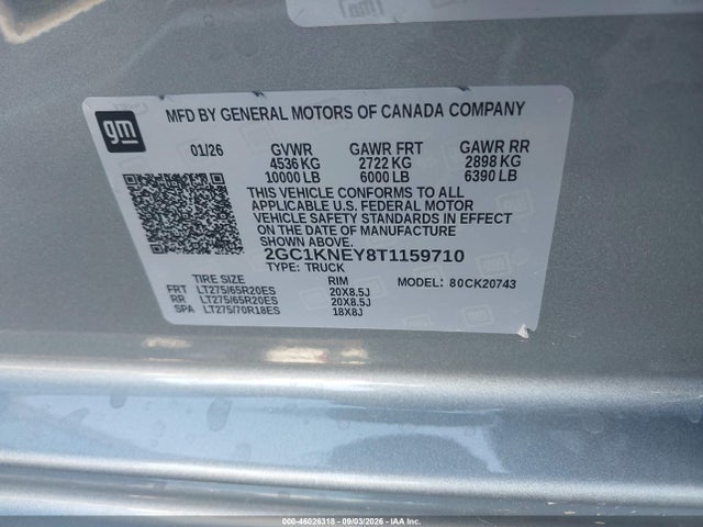 Продажа на аукционе авто 2026 Chevrolet Silverado 2500 Hd , Standard Bed, Lt, 4wd, vin: 2GC1KNEY8T1159710, номер лота: 46026318