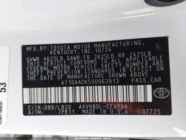 Продаж на аукціоні авто 2025 Toyota Camry Xse, vin: 4T1DAACK5SU063913, номер лоту: 46026328