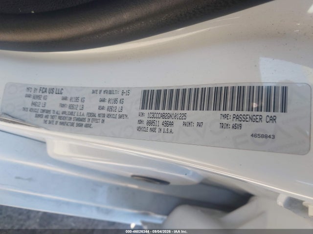 Продажа на аукционе авто 2016 Chrysler 200 Limited, vin: 1C3CCCAB2GN101225, номер лота: 46026344