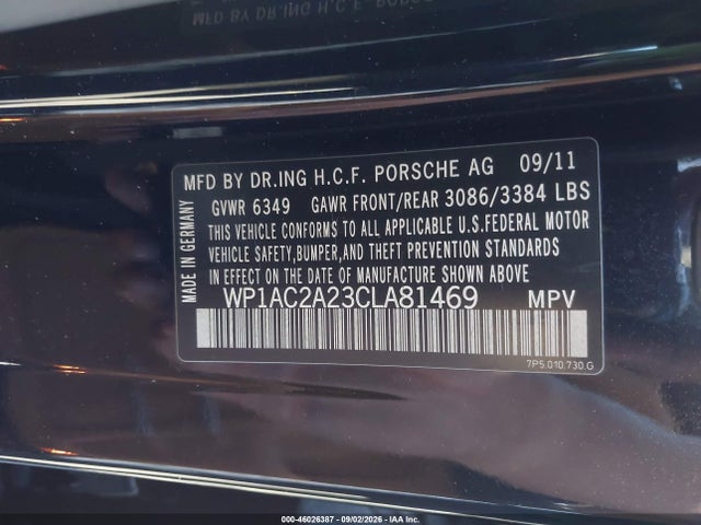 Продаж на аукціоні авто 2012 Porsche Cayenne Turbo, vin: WP1AC2A23CLA81469, номер лоту: 46026387