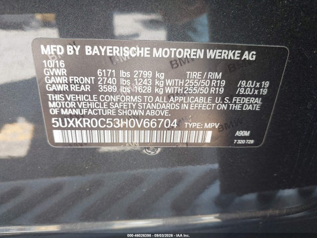 BMW X5 Xdrive35i 2017 5UXKR0C53H0V66704 Image 9